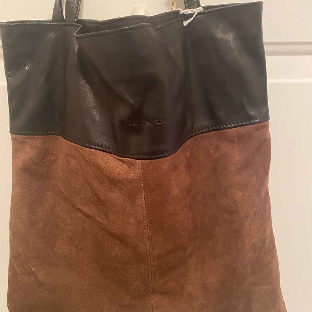 Black and Brown Genuine Leather Shoulder Tote